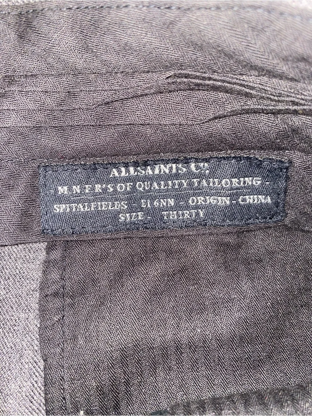 AllSaints Men's Dark Brown Flat Front Pants